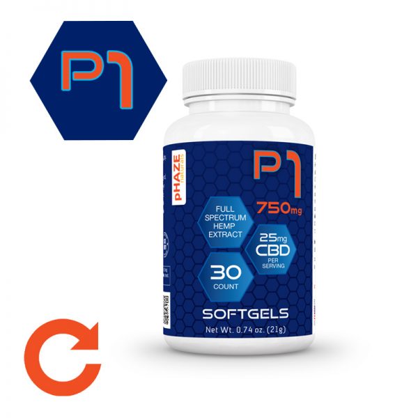 pHAZE Naturals 750mg Full Spectrum Hemp Extract CBD Softgels (30 count)
